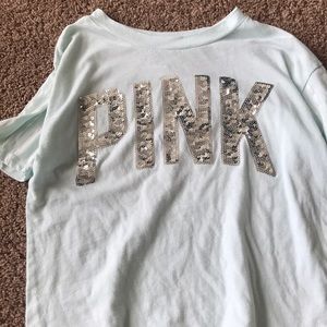 short sleeved light blue shirt